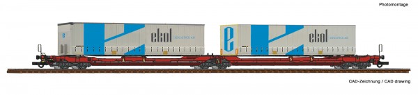Roco 77386 - H0 - Doppeltaschen-Gelenkwagen T3000e, DB AG mit zwei 45 ft.-Wechselbrücken