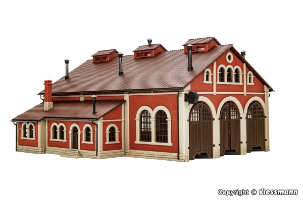 Vollmer 47609 - N - Lokschuppen, dreiständig, L 18,5 x B 15 x H 9,5 cm