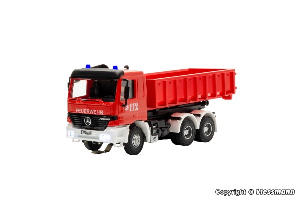 Viessmann 8050 - H0 - Feuerwehr MB ACTROS 3-achs mit Abrollcontainer und Rundumleuchten, Basis, Funk