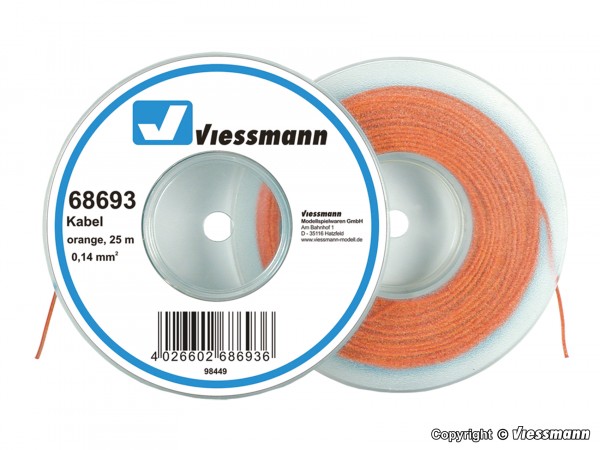 Viessmann 68693 - Kabelring 0,14 mm² orange, 25 m