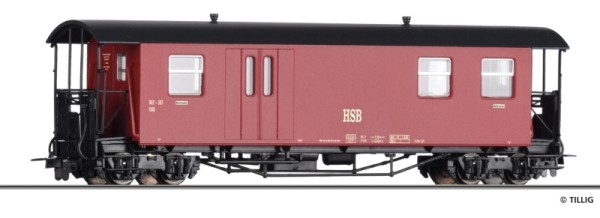 Tillig 03967 - H0e - Personenwagen mit Gepäckabteil KBDi der HSB, Ep. V/VI -FORMVARIANTE-