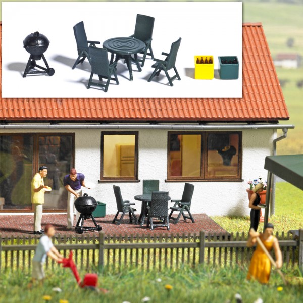 Busch 1190 - H0 - Gartenmöbel & Grill (Gartenparty)