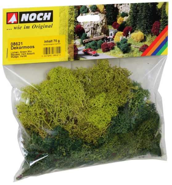 Noch 08621 - Dekormoos hell- und dunkelgrün sortiert, 75 g