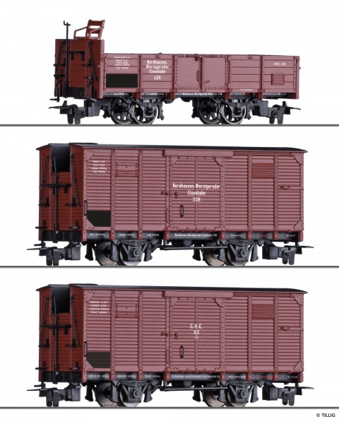 Tillig 01273 - H0m - Güterwagenset der NWE / GHE, bestehend aus einem offenen Güterwagen und