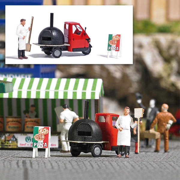 Busch 7992 - H0 - A-Set: Mobiler Pizzabäcker