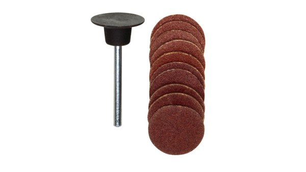 Proxxon 4528982 - Schleifscheiben Ø 18 mm, je 5 Stück Korn 120 + 150, mit Gummiteller