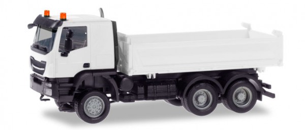 Herpa 013673 - H0 - MiKi Iveco Trakker Meiller Kipper, weiß