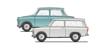 Gabor 12130512 - N - Trabant 601 Limousine und Kombi gletscherblau und atlasweiß