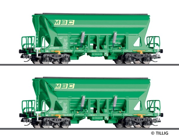 Tillig 01055 - TT - Güterwagenset der MBC, bestehend aus zwei Selbstentladewagen Faccns, Ep. VI