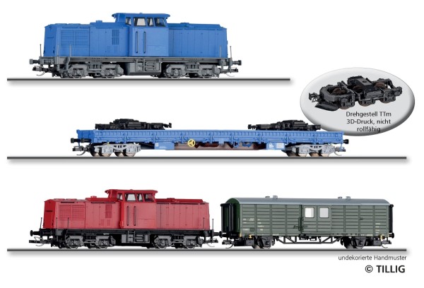 Tillig 01080 - TT - Güterzugset "HSB-Loküberführung" der Eisenbahn-Bau- und Betriebsgesellschaft Pre