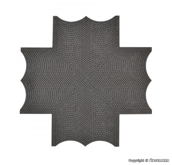 Vollmer 48241 - H0 - Straßenplatte Kopfsteinpflaster, X-Kreuzung, L 15 x B 15 cm - ***Auslaufartikel