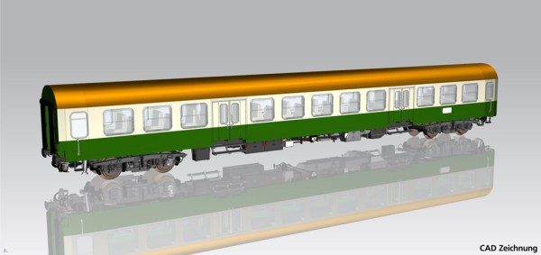 Piko 28005 - H0 - Halberstädter Mitteleinstiegswagen beige-grün 2. Kl. br. Dach DR IV, andere Nr.