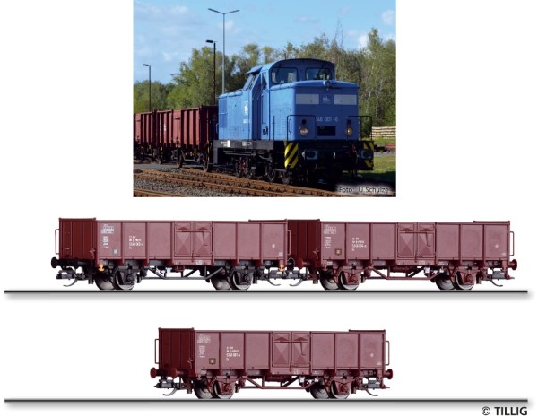 Tillig 01091 - TT - Güterzugset der Eisenbahn-Bau- und Betriebsgesellschaft Pressnitztalbahn mbH (PR