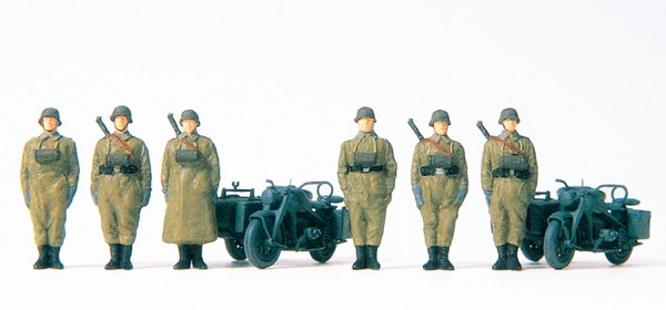 Preiser 16571 - H0 - Kradschützen stehend Motorrad Zündapp KS 750