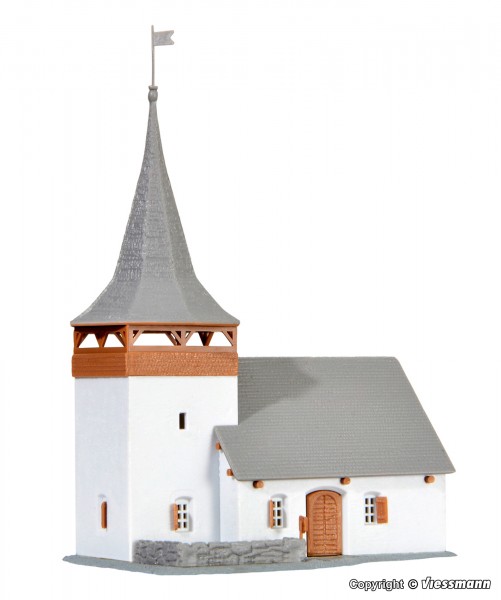 Kibri 37031 - N - Dorfkirche Sertig, L 9,5 x B 7,8 x H 13,5 cm