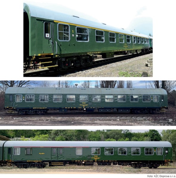 Tillig 01122 - TT - Personenwagenset "Retro-Zug der KZC Doprava s.r.o.", bestehend aus einem Reisez