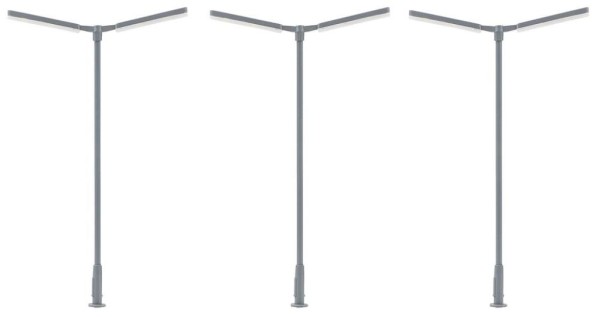 Faller 180122 - H0 - 3x LED-Kreuzmastleuchte, zweiarmig, kaltweiß