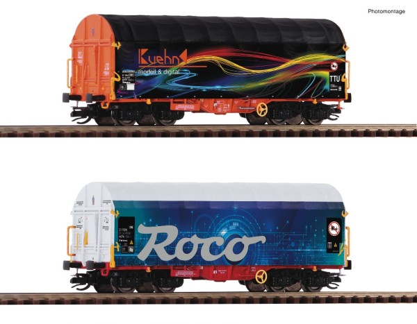 Roco 6680022 - TT - 2er Set Schiebeplanenwag. Roco & Kuehn, der EP VI