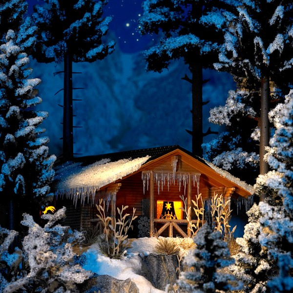 Busch 1085 - H0 - Winterhütte, 111 x 92 x 50 mm