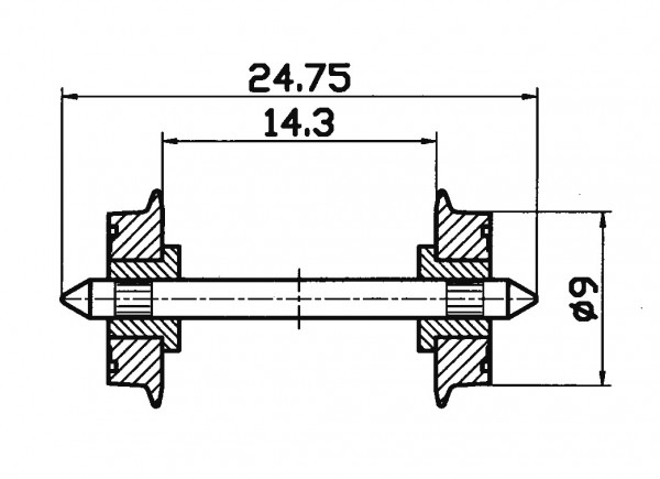 Roco 40197 - H0 - DC Radsatz 2fach isoliert 9mm