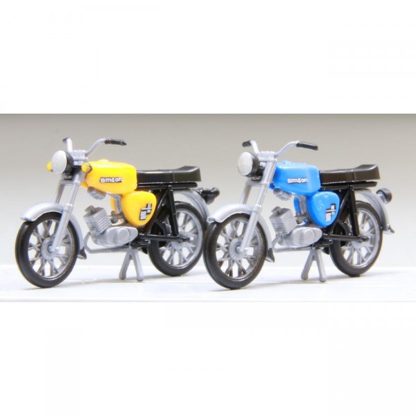 Kres 10150 - H0 - Komplettmodelle 2x Simson S50, gelb und blau