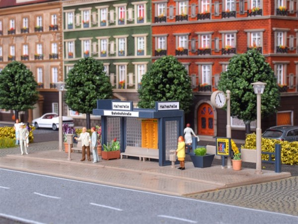 Vollmer 45154 - H0 - Bushaltestelle mit LED-Beleuchtung, Funktionsbausatz