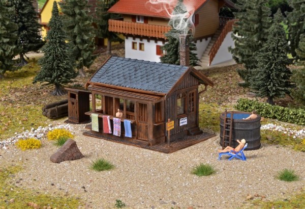 Vollmer 45146 - H0 - Sauna mit Inneneinrichtung und LED-Beleuchtung, Funktionsbausatz