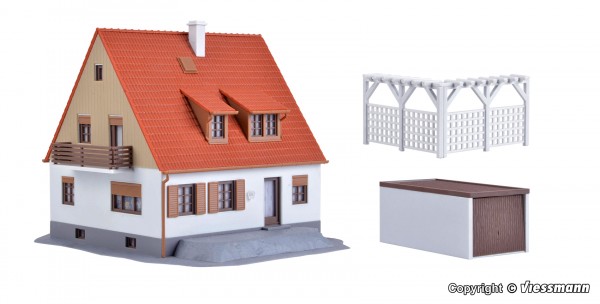 Kibri 38748 - H0 - Einfamilienhaus mit Terrasse, Garage und Pergola