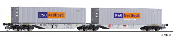 Tillig 18068 - TT - Containertragwagen Sggmrs der HUPAC AG (CH), beladen mit zwei 40‘ Containern, Ep