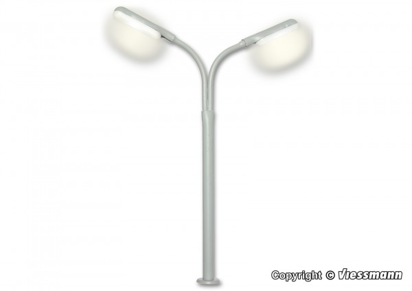 Viessmann 6095 - H0 - Peitschenleuchte doppelt, 2 LEDs weiß, 10 cm