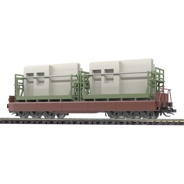 Busch 31655 - TT - Flachwagen Samm 4818 der DR mit Transportgestellen