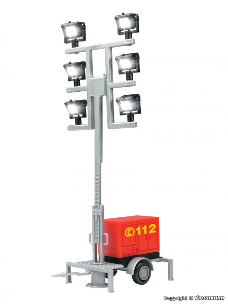 Viessmann 1344 - H0 - Leuchtgiraffe Feuerwehr auf Anhänger mit 6 LEDs weiß