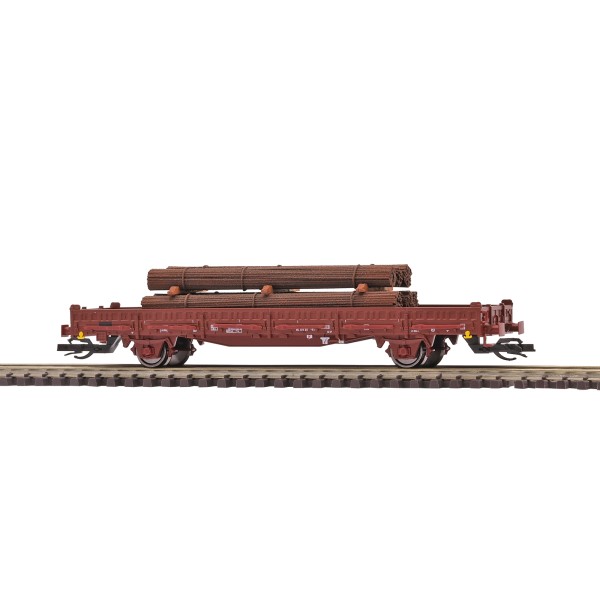Busch 31517 - TT - Flachwagen mit Rungen Ks [3300] und Stahlbündel