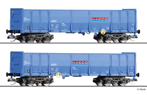 Tillig 01142 - TT - Güterwagenset der NACCO, bestehend aus zwei offenen Güterwagen Eaos