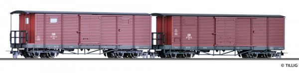 Tillig 05940 - H0e - Güterwagenset der DR, bestehend aus zwei unterschiedlichen gedeckten Güterwagen