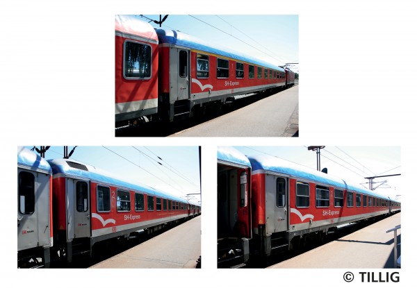 Tillig 01044 - TT - Reisezugwagenset „Schleswig-Holstein-Express“ der DB AG, bestehend aus drei Reis