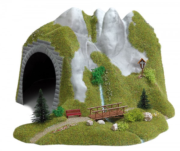 Busch 3016 - H0 - Tunnel mit Bach und Holzsteg