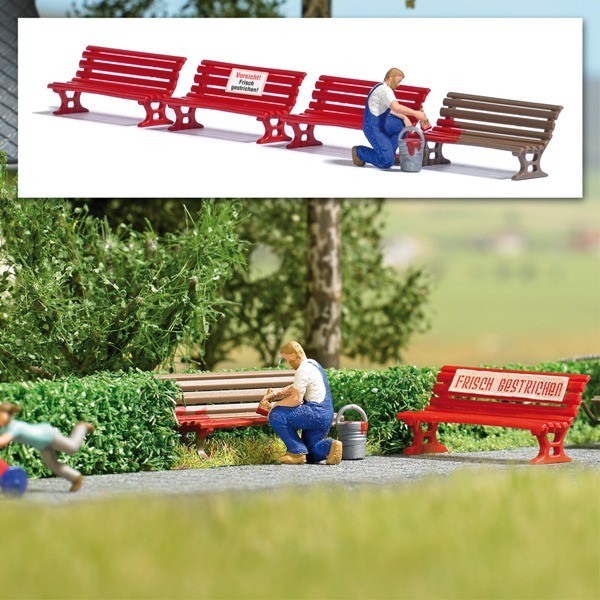 Busch 7978 - H0 - Action-Set: Sitzbank streichen