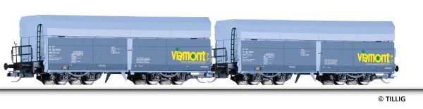 Tillig 01079 - TT - Güterwagenset der Viamont a.s., best. aus zwei Selbstentladewagen Falls, Ep.VI
