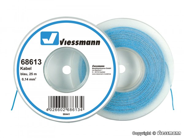 Viessmann 68613 - Kabelring 0,14 mm² blau, 25 m