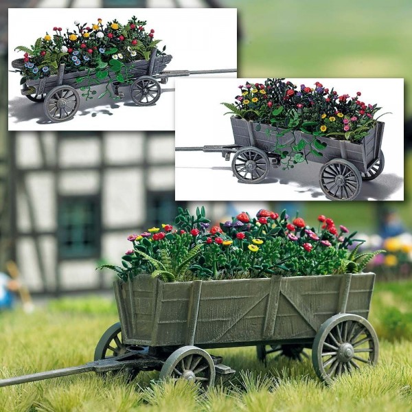 Busch 1228 - H0 - Holzwagen mit Blumen