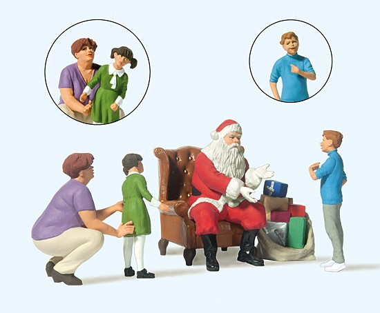 Preiser 44931 - G - Weihnachtsmann in Sessel. Mutter mit Kindern