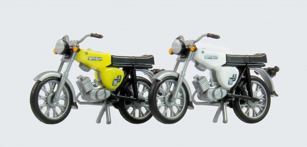 Kres 10161 - H0 - Komplettmodelle 2x Simson S51, weiß und schwefelgelb