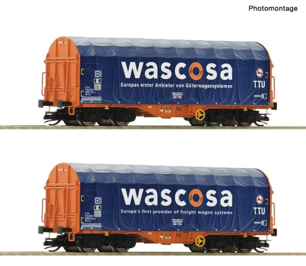 Roco 6680006 - TT - 2-tlg. Set: Schiebeplanenwagen, Wascosa, Ep.VI