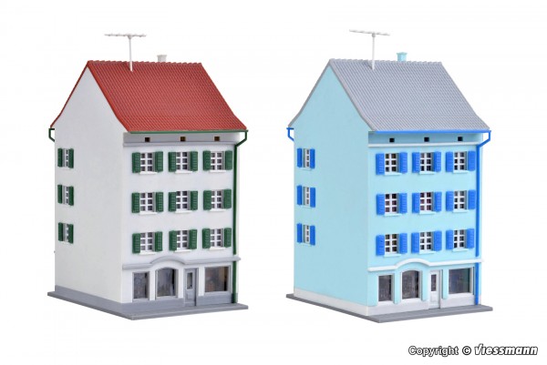 Kibri 36841 - Z - 2x Stadthaus mit Ladengeschäft, je L 8,4 x B 5,7 x H 8,5 cm