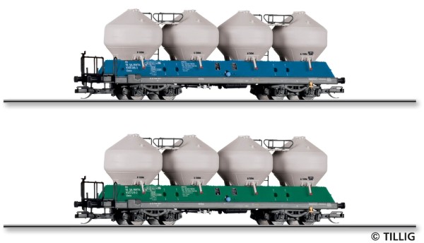 Tillig 01119 - TT - Güterwagenset der Raj-Wagon Trencin spol. s.r.o., bestehend aus zwei Staubsilowa