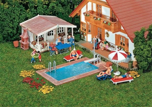Faller 180542 - H0 - Swimming-Pool und Gartenhaus