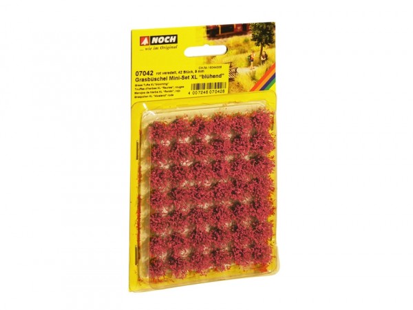 Noch 07042 - 42x Grasbüschel Mini-Set XL "blühend" rot veredelt, 9 mm