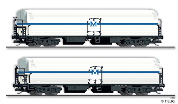 Tillig 01143 - TT - Güterwagenset der DR, bestehend aus zwei Maschinenkühlwagen Ttehkor