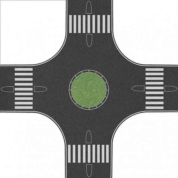 Busch 1101 - H0 - Kreisverkehr, 300 x 300 mm, 80 mm breite Straßen